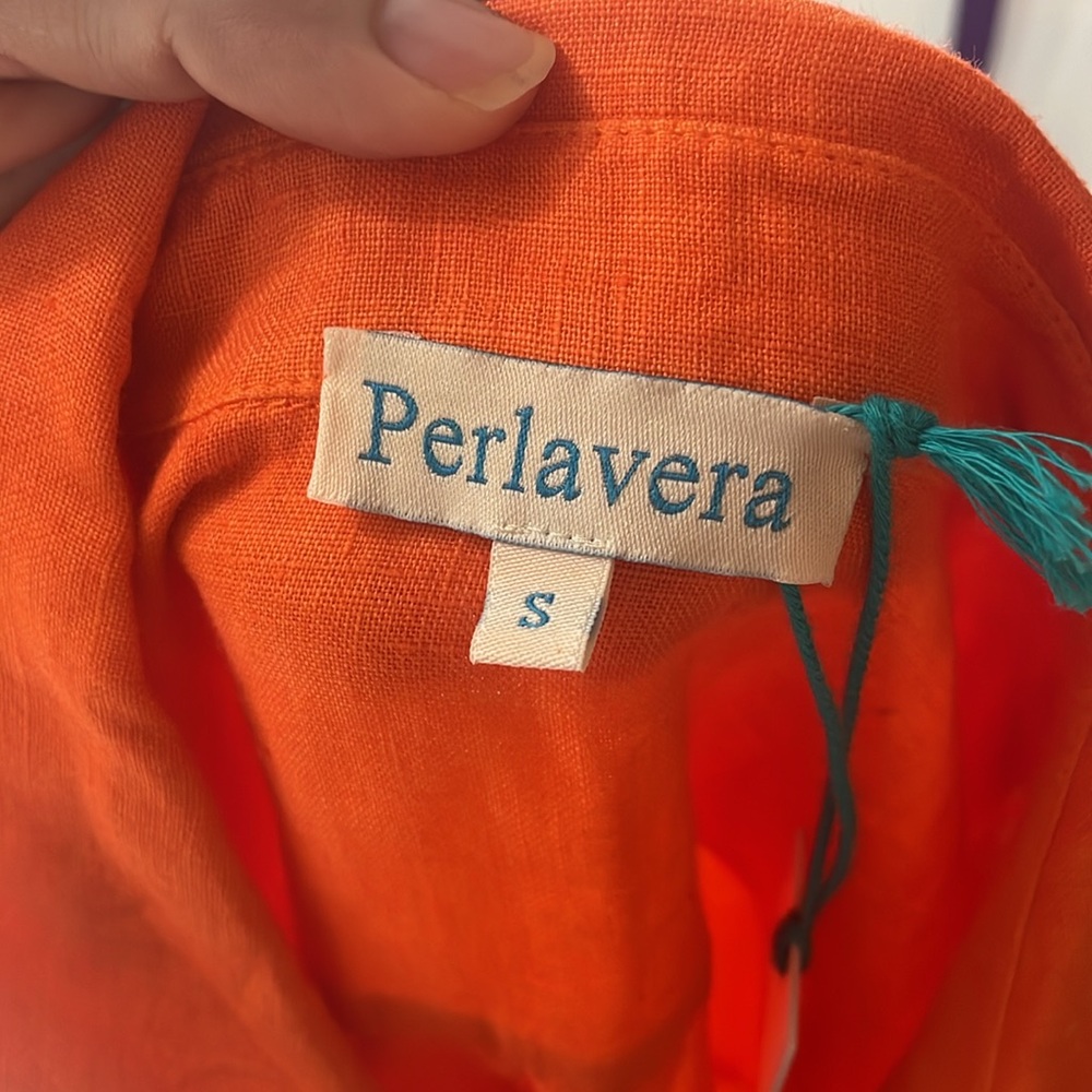 [Perlavera] Orange Linen Button Down Dress - Size Small NWT - Picture 6 of 6